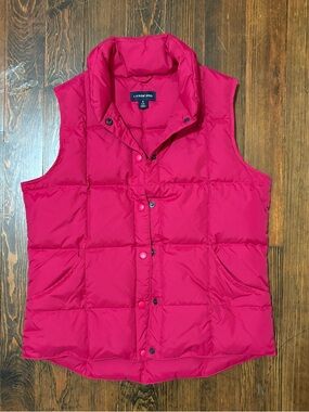 Lands' End Dark Raspberry Pink Quilted Puffer Down Filled Vest Small 6-8 Ladies